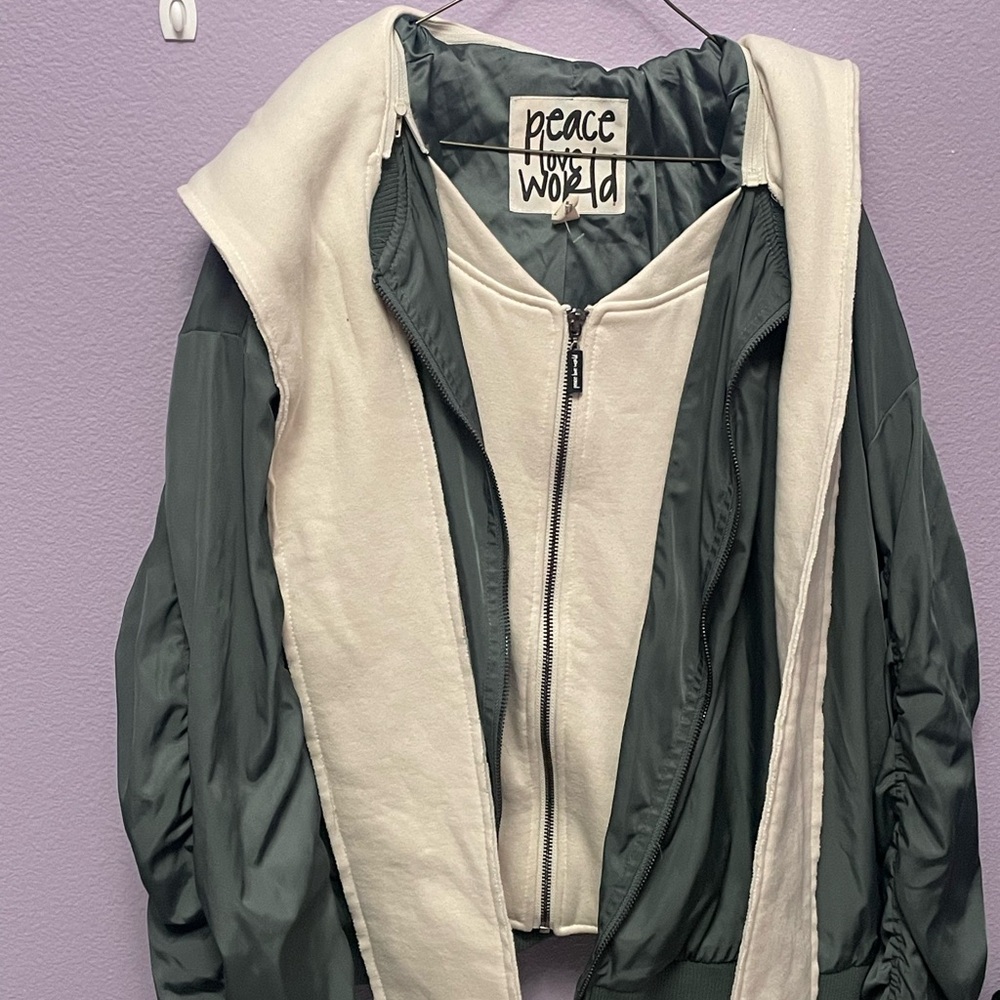 Peace World Green and White Jacket